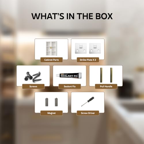 Image of Bathroom Storage Cabinet | Bathroom Accessories Set, Washroom Organiser Cabinet | 3 Layer, Space Saving Carbon Steel Shelf, White, 40 Cm, Pack of 1