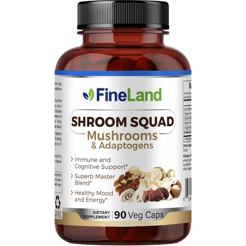 FineLand Shroom Squad 5-Mushroom Master Blend - 1500mg Complex with Lion’s Mane, Reishi,...