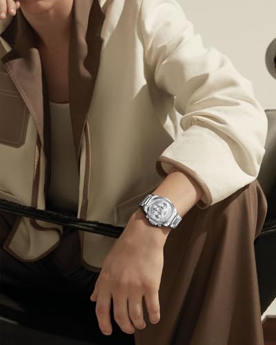 Miniatura 7 de Civo Reloj Hombre Analogico Plata: Relojes De Pulsera Acero Inoxidable - Reloj Cronografo Hombre Elegante Regalo