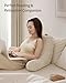Blissful Diary Reading Pillow, Backrest Pillow with Shredded Memory Foam for Adult & Children, Designed for Bed and Couch Sitting Up, Includes Arms, Pockets and Washable Cover, Off White