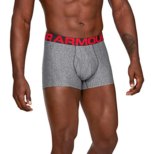 Under Armour Men's Tech 3-inch Boxerjocks 1-Pack, Jet Gray Light Heather (010)/Red, Medium