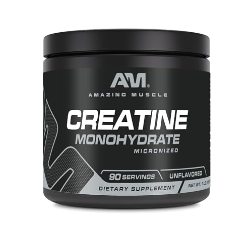 Amazing Muscle Micronized Creatine Monohydrate | 90 Servings | 5000 Mg per Serving | 1 Lb (454 Grams) | Ideal Pre & Post Workout Supplement | Unflavored (1 Pack, 1 Lb | Unflavored)