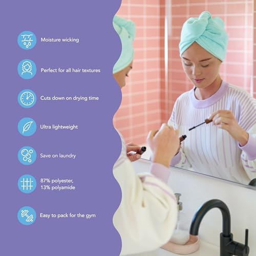 Image of Turbie Twist 4-Pack Microfiber Hair Towel for Beauty, Travel, Gifting - Hair Wrap Turban for Straight, Wavy & Curly Hair - Premium Personal Care - Bermuda, Purple, Lilac & Lemon