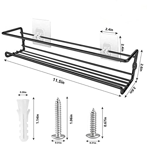 2-Piece Seasoning Spice Rack Organizer Wall-Mounted Cabinet Door Perforated Storage Rack Lazy Kitchen Rack (Black) - Image 3