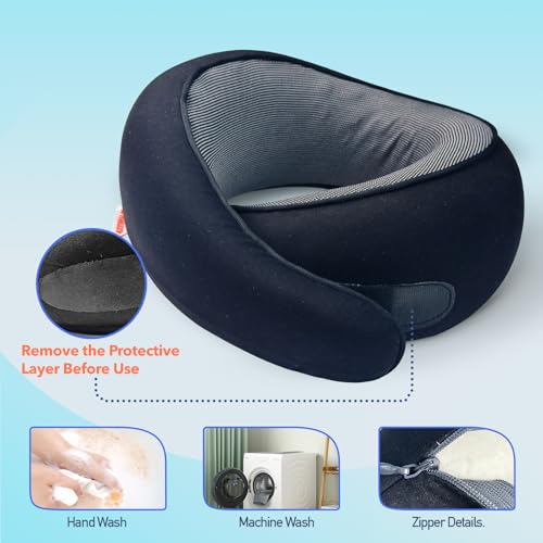 Image of Travel Pillow | High-Density Memory Foam Pillow with 360 Surround Support. Ergonomically Designed. Ideal for Airplane Travel and Home Use.
