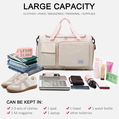 Image of Small Gym Bag for Women, Travel Duffle Bag Carry On Weekender Bag with Shoe Compartment