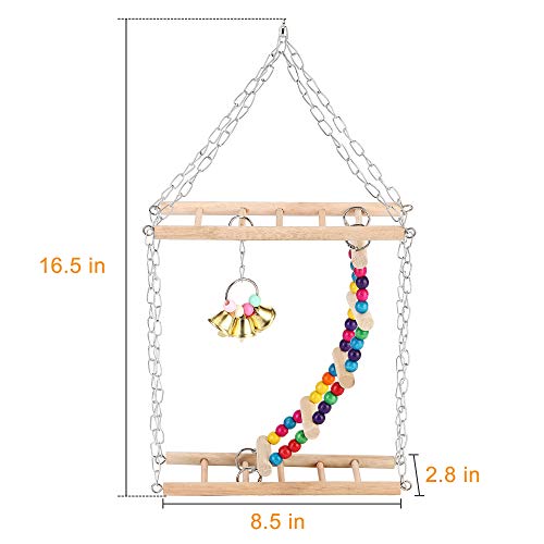 image for Filhome Hanging Bird Ladder Swing Bridge Toys, Parrot Playground Perch