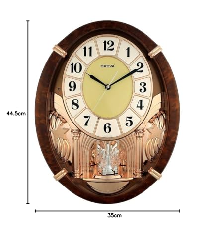 Image of Oreva Plastic Rotating and Musical Pendulum Wall Clock (35.0 cm x 9.2 cm x 44.5 cm, AQ-2207) (Copper)