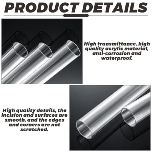 Image of LANIAKEA 6PCS Clear Polycarbonate Tube, 1.5 inch (40mm) Diameter Round DIY Plastic Tubing, 13 inch(330mm) Length Rigid Storage Tube,5 /64 inch (2mm) Wall