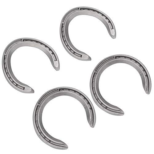 Image of AMONIDA Horseshoes, 4pcs Aluminum Alloy Horse Shoes, Horse Riding Tool Horseshoe Kit for Horseshoe Palms for Indoor or Outdoor(No 4)