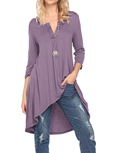 Naggoo 3/4 Sleeve V Neck Tunic Tops