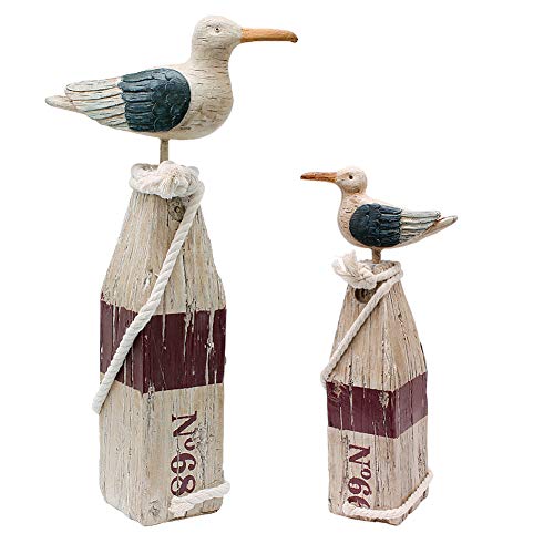 Seagull Statue Figurine Nautical Decoration, Rustic Indoor Outdoor Nautical Beach Theme Room Decor for Living Room Bathroom Home Decor Yard and Garden Statue 15.5Inch