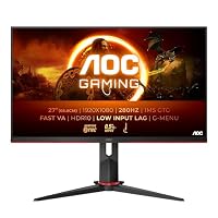 AOC 27G2ZN3/BK 27 Zoll FHD Gaming Monitor, 280Hz, Fast VA Panel, 1ms GtG, HDR10, FreeSync Premium, Höhenverstellung,(1920x1080 HDMI 2X 2.0 DP 1x 1.4) Schwarz/Rot – Ansicht 2