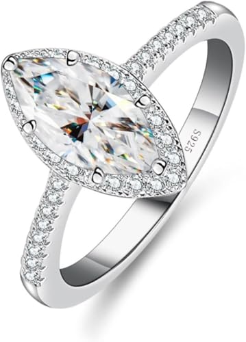 Bague en moissanite cadeau idéal femme bague marquise argent S925