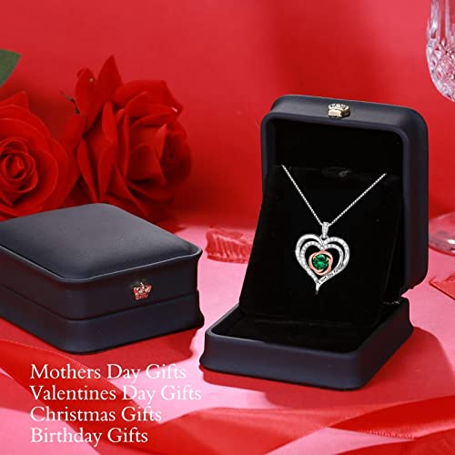 Iefup Necklace Gifts For Women - S925 Sterling Silver Emerald Necklace May Birthstone Necklace For Women Birthday Christmas Mothers Day Jewelry Gifts For Women Mom Grandma Wife Daughter #TOP7