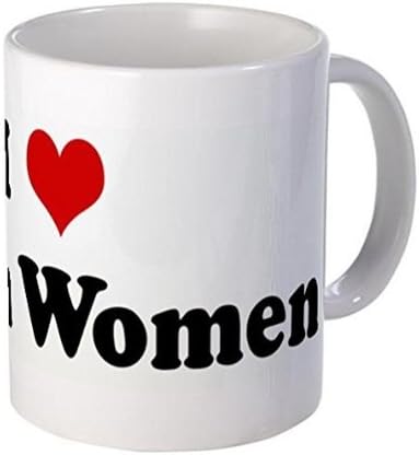 Taza de 11.0 fl oz, con texto "I Love Asian Women", color blanco