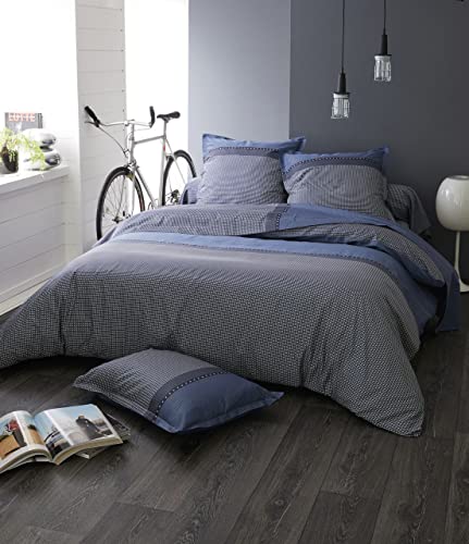 Tradilinge ~ Parure de lit Enzo Bleu Satin Cover