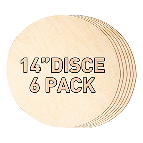 SETROVIC Round Wood Discs for Crafts 14 Inch Wood Circles Unfinished Wood Plaque Round Wooden Slices Cutouts for Crafts, Door Hanger, Door Design, Wood Burning, Wedding Decorations ( 6 Pack)