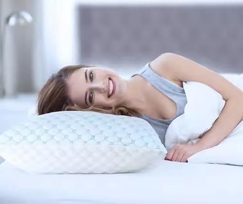 Cooling Gel Memory Foam Pillow with Adjustable Shredded Bamboo Fill - Standard Size, Hypoallergenic & Breathable