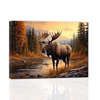 Amazon.co.jp: ZXHYWYM 大型ヘラジカ ウォールアート 野生動物