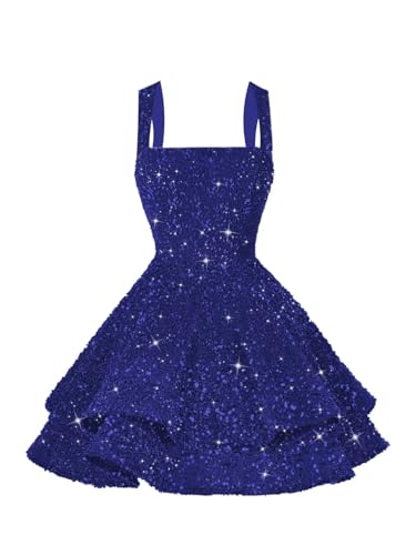 Image of vintys Teens Sequin Short Homecoming Dresses 16 Photo Shoot Tiered Cocktail Party Dress VS116