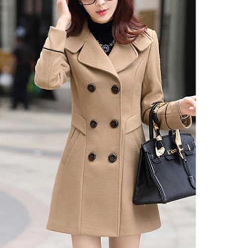 Maiyifu-GJ Women's Mid-Long Wool Blend Coat Double Breasted Notched Lapel Trench Jackets Spring Fall Casual Overcoat4