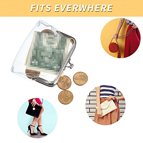 3 Pieces Clear Coin Purse Small Clear Wallet For Women Transparent Change Purse Kiss Lock Plastic Pvc Clear Coin Wallet For Carrying Your Change (Silver) #TOP3