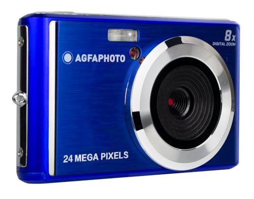 AGFA Photo Realishot DC5500 - Kompakte Digitalkamera, 24 MP, 2,4' LCD-Bildschirm, 8X Digitalzoom, HD-720p-Video, Externe SD-Speicherkarte, Lithiumbatterie - Blau