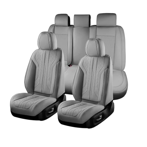 Image of Coverado Car Seat Covers Full Set, Seat Covers for Cars, Front Seat Covers and Back Seat Cover Waterproof Leather Automotive Seat Cover, Universal Car Interior Protectors Cushion for Most Cars