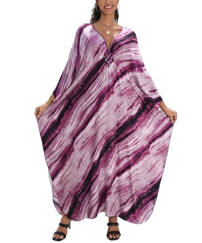 Image of KEYLORTING Plus Size Kaftan Dress Women, African Moo Moo Print Caftan, Batwing Dress, Beach Cover Up for Party and Loungewear