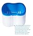 Denture Case,Denture Brush Retainer Case,Denture Cups Bath,Dentures Container with Basket Denture Holder for Travel,Retainer Cleaning Case (Blue)