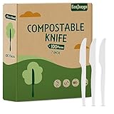 100% Compostable 100 No Plastic Knives Utensils 7 in, The Heavyweight Heavy Duty Silverware,No plastic spoons plastic forks,For Party Wedding BBQ Picnic Camping Outdoor activities by EcoJungo