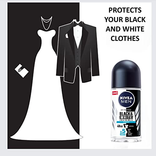 Nivea Invisible For Black & White Fresh Scent Men's Roll On Anti-Perspirant Deodorant (Pack Of 4) #TOP3