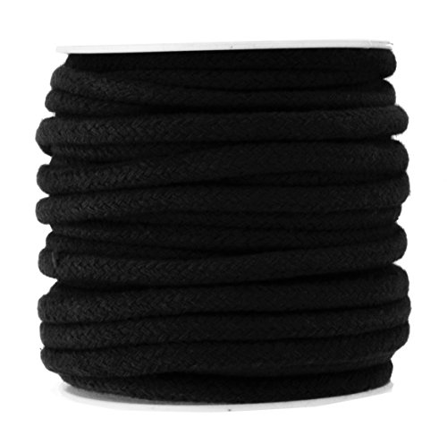 Mandala Crafts 6mm 20 Yards Black Soft Drawstring Replacement Rope Upholstery Crochet Macramé Cotton Welt Trim Piping Cord