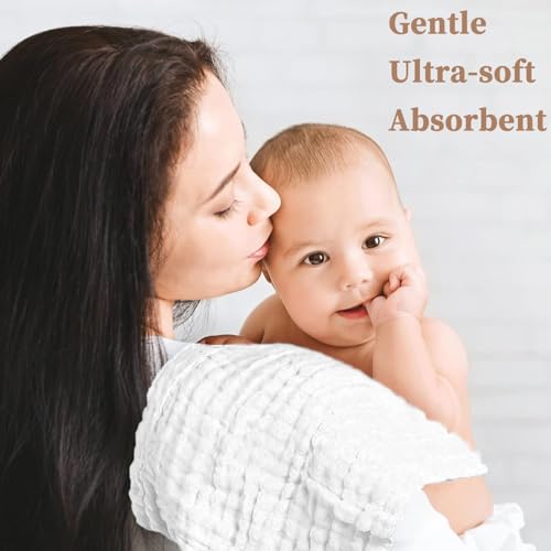 LUHIUMOYA 8 Stück Baby-Waschlappen 30x30 cm, 100% Baumwolle – Weich & Saugfähig, Mehrzweck für Neugeborene bis Kleinkinder (Badlappen, Lätzchen, Wickelunterlage, Speicheltuch)