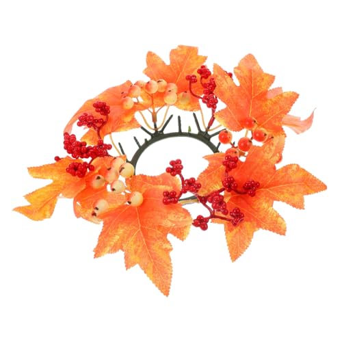 STOBAZA Artificial Leaf Candle Wreath Realistic Faux Leaf Decor for Thanksgiving Party Harvest Festival and Home Table Decoration Warm Atmosphere Compact Design Multi-Functional Use
