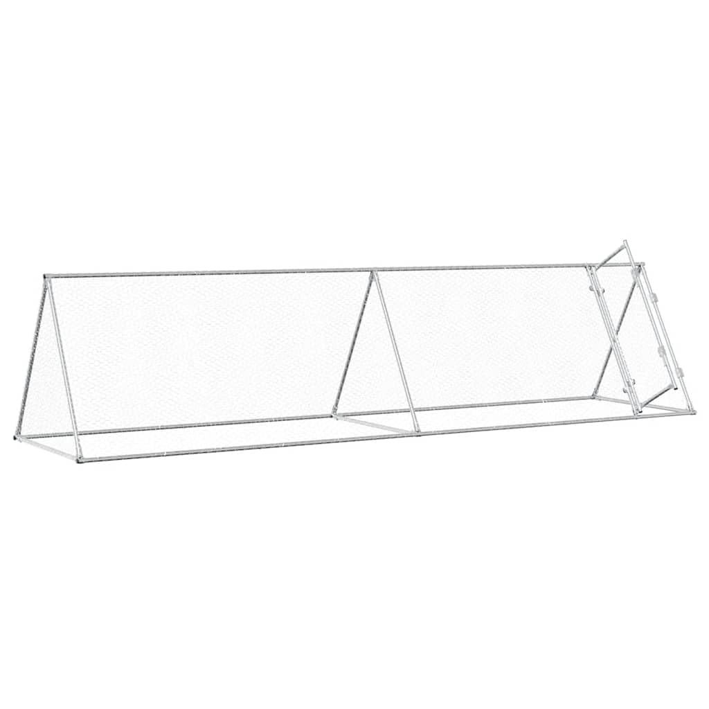 vidaXL Jaula para Gallinas, Caseta para Pollos Patos Conejos, Recinto para Animales, Gallinero para Jardín Patio, Acero Galvanizado Plateado