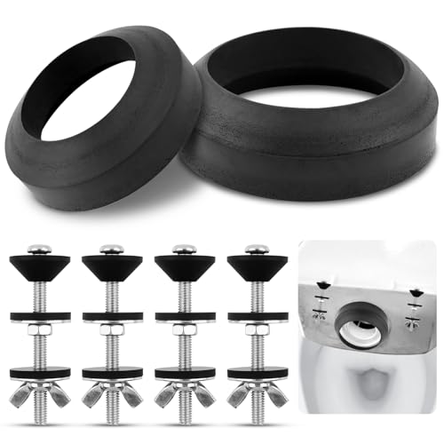 Universal Toilet Tank to Bowl Gasket & Bolts Kit, 4 Sets 5/16\"x3.15\" Stainless Steel Bolts, Heavy Duty Rustproof Hardware for Most 2-Inch & 3-Inch Flush Valve Toilet Tanks