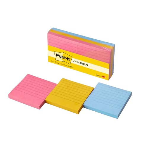 ポストイット 付箋 罫線入り ノート ネオンカラー 75×75mm 100枚×6パッド 630-6AN