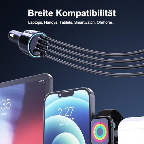 Ubigbuy 240W USB C Auto ladegerät, 4-Ports Superschnelles Laden mit 140W PD3.1 100W PD3.0 45W PPS QC65W Car Charger Ladegerät für MacBook Pro Laptop iPhone 16 15 iPad Galaxy S24/23 Pixel usw