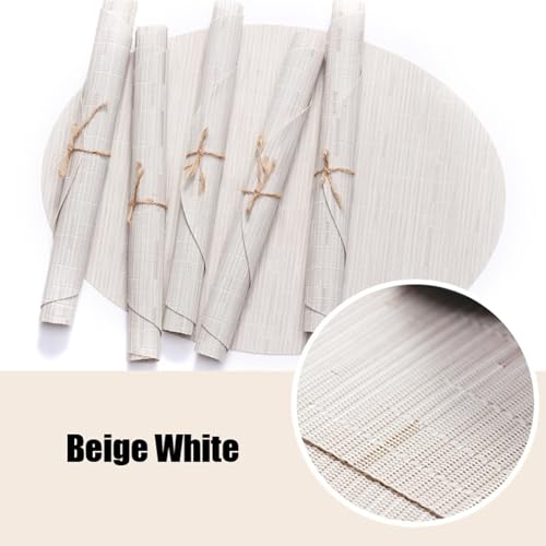 Sets de table tissés blanc beige à rayures pour la cuisine