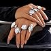 Stringex 7Pcs Chunky Rhinestone Rings Set for Women Stackable Crystal Statement Rings Fashion Silver CZ Knuckle Ring Unique Costume Jewelry Accessories (Silver)