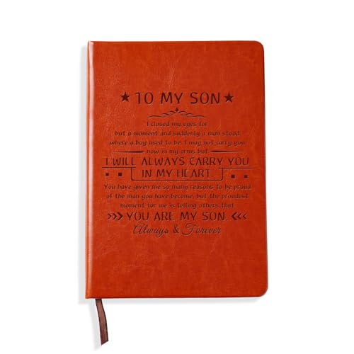 LBWCER Son Gifts from Mom To My Son I Love You Leather Journal Notebook Inspirational Birthday Gift to My Son from Mom Inspirational Leather Journal Notebook (MY SON)