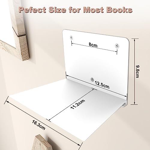 Sheeliy Unsichtbares Bücherregal, Schwebendes Bücherregal, Unsichtbare Regale für Bücher, Schwebendes Regale Wand für Schlafzimmer, Floating Bookshelf Metall Stabil für Büro, Küche, 4 er Set