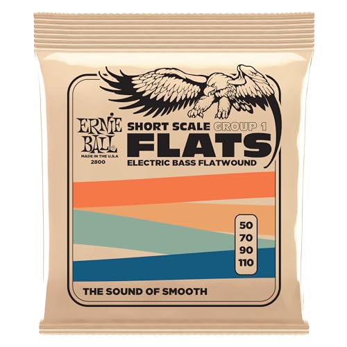 Ernie Ball Flatwound Group 1 Short Scale Electric Bass Strings 50-110 Gauge
