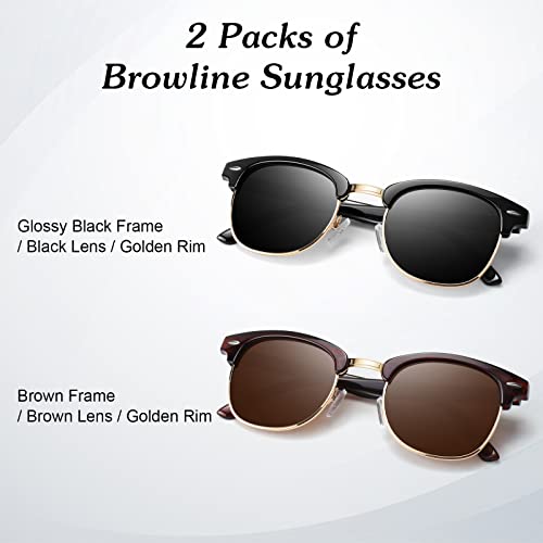 Image of Polarized Sunglasses Men Women,Semi Rimless Retro Shades UV400 Protection