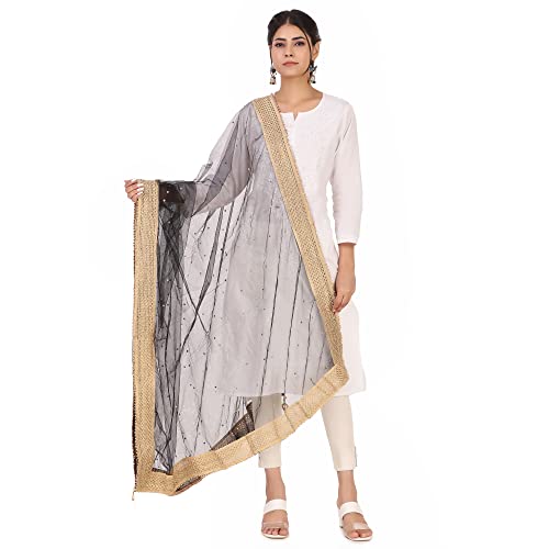 Image of Traditions Bazaar Women's Net Zari Border Dupatta