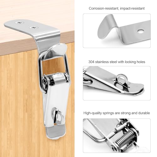 TETEWEVER 10 Stück Ecke Spannverschluss Edelstahl, Kistenverschluss 90 Grad, Schnappverschluss mit Schrauben, Spannverschluss mit Verriegelung für Case Box, Schublade, Toolbox