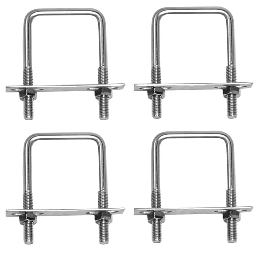4 Stück Bügelschraube U Schraube M8 U-Bolzen 60x100mm U Bügel Edelstahl Bügelschrauben mit Muttern, Rahmenplatte und Unterlegscheiben für Abschleppen Autos Schiffen Reparatur Rohr Befestigung