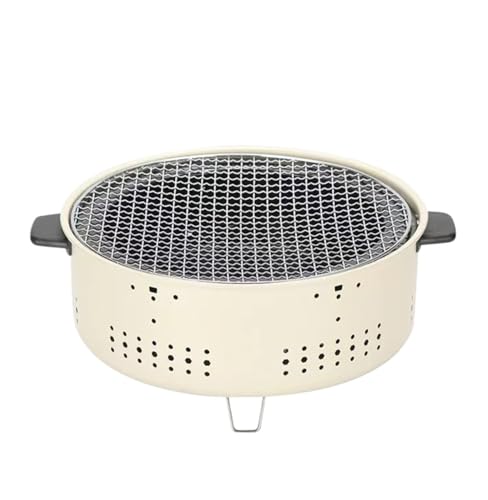 Plla de Barbacoa de carbón para Exteriores, portátil, de sobremesa, Ideal para Fiestas en casa y Camping (Beige, 31 x 13,5 cm)